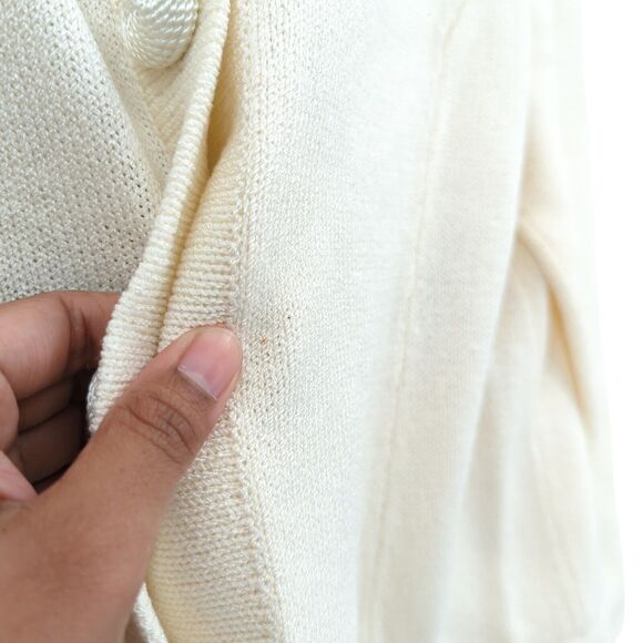 Linda Iki Women S Suit Set White Knit Blazer Skirt Hawaiian Buttons VTG FLAW - Picture 6 of 13